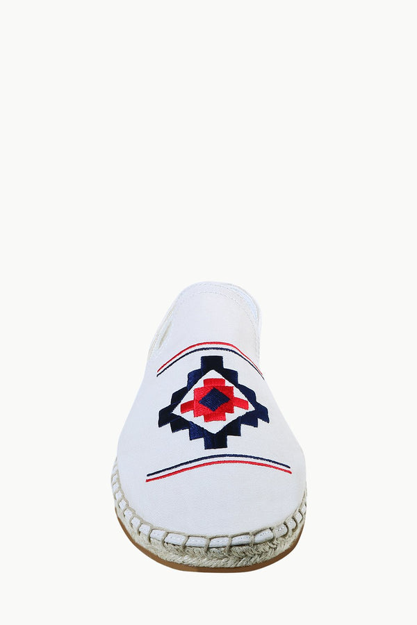 Mens Oatmeal Aztec Embroidered Espadrilles