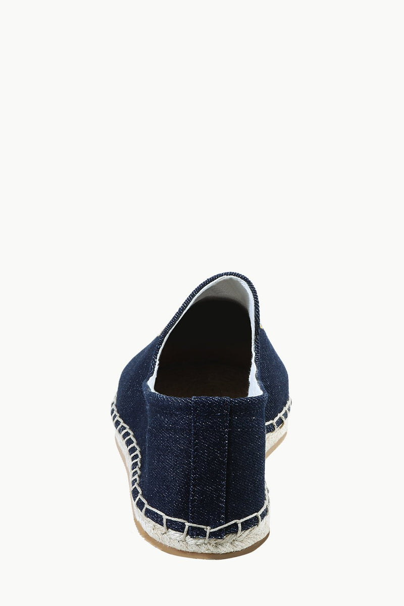 Mens Navy Denim Aztec Embroidered Espadrilles