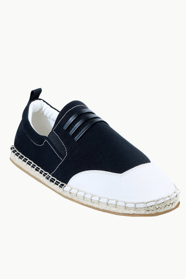 Mens Padded Leather Stripes Espadrilles