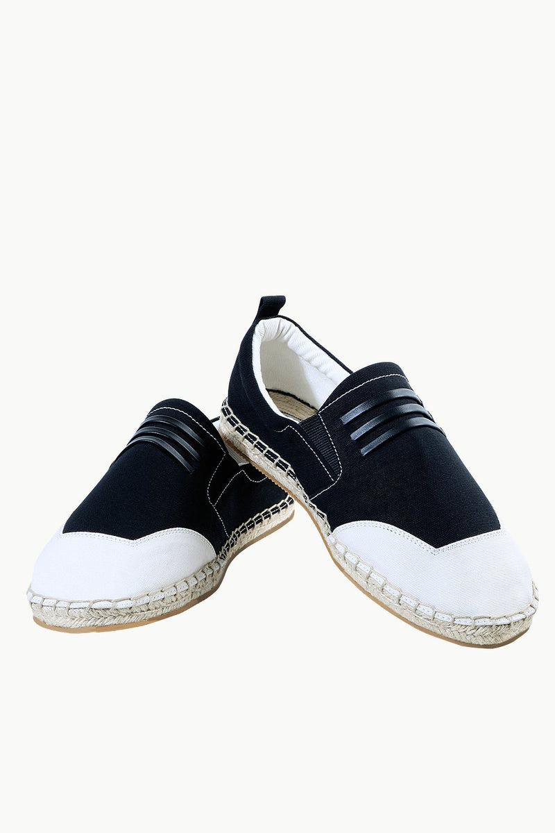 Mens Padded Leather Stripes Espadrilles