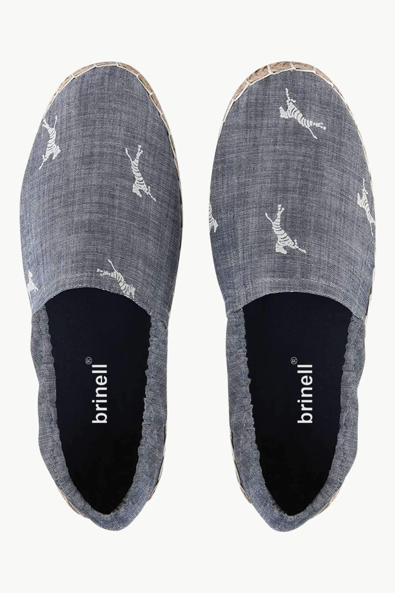 Mens Elastic Zebra Denim Espadrilles