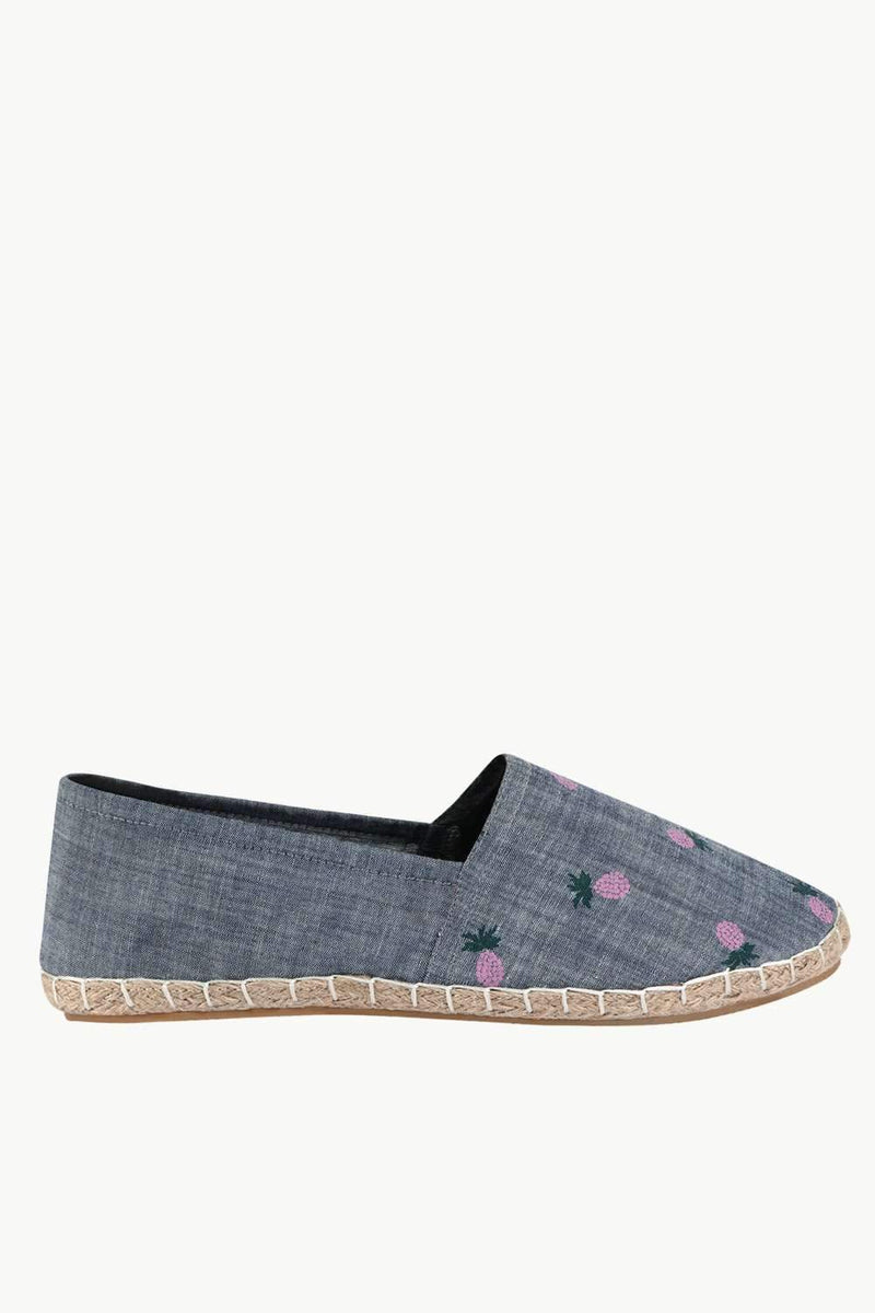 Mens Elastic Pineapple Denim Espadrilles