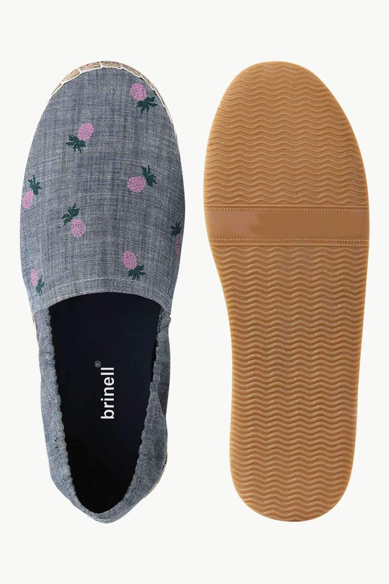 Mens Elastic Pineapple Denim Espadrilles