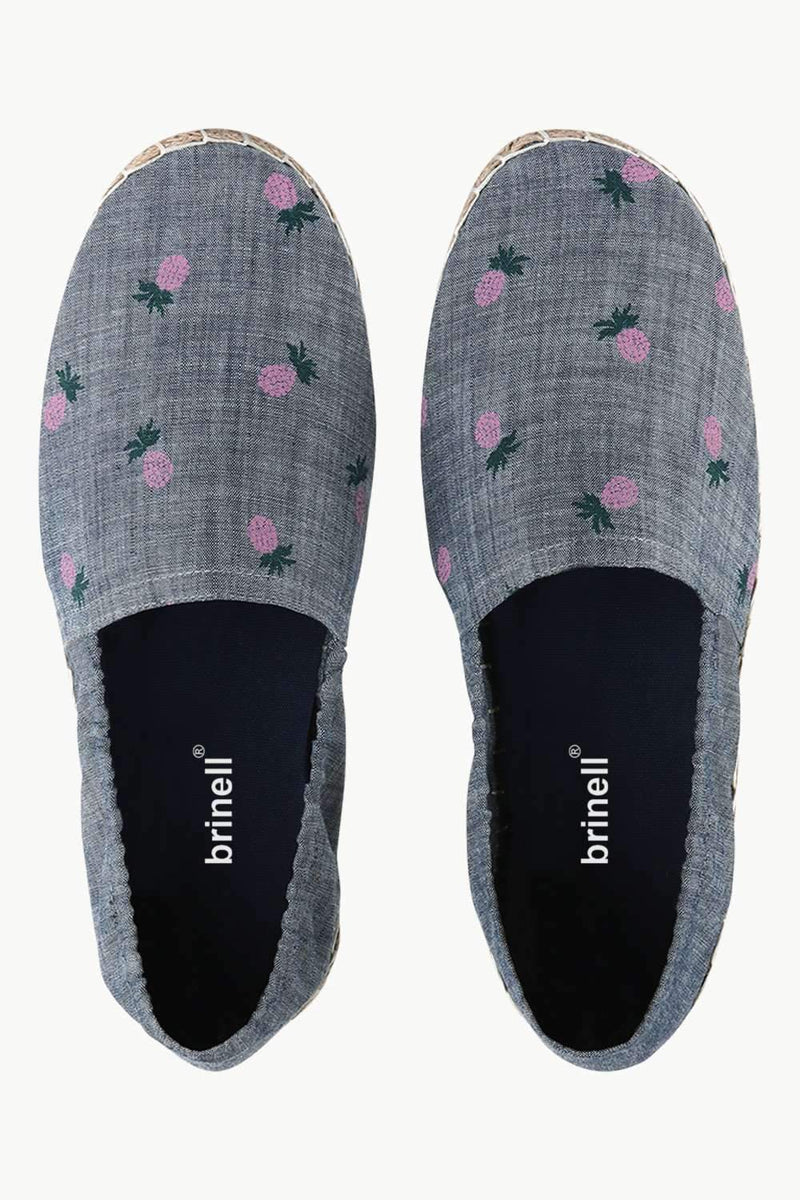 Mens Elastic Pineapple Denim Espadrilles