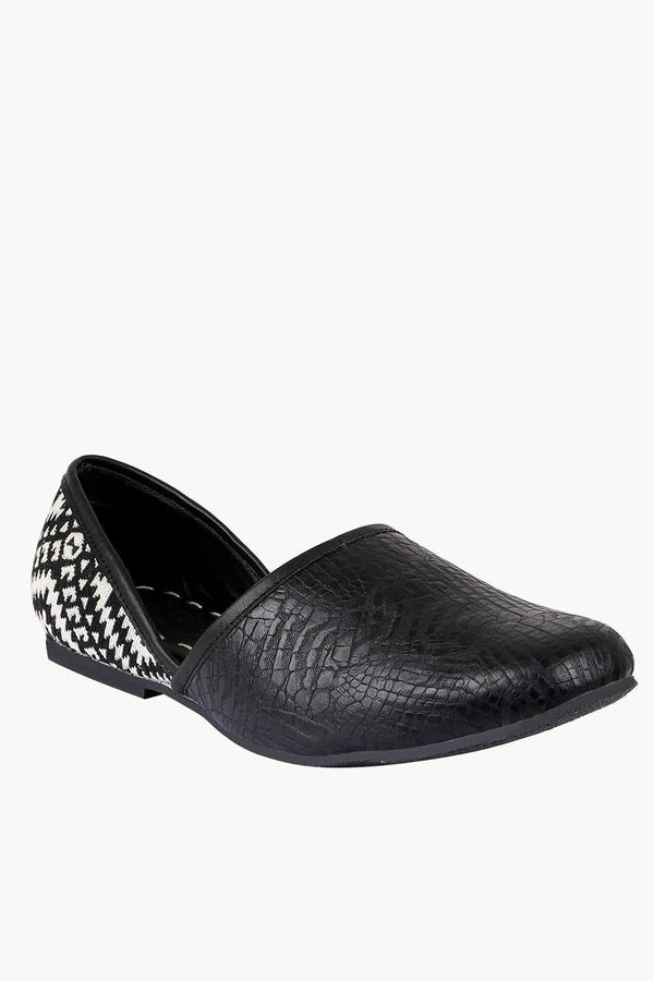 Men's Faux Leather Black Juttis