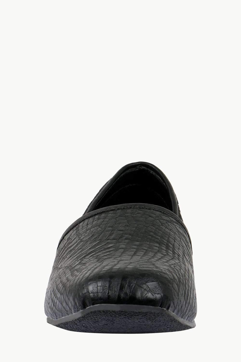 Men's Faux Leather Black Juttis