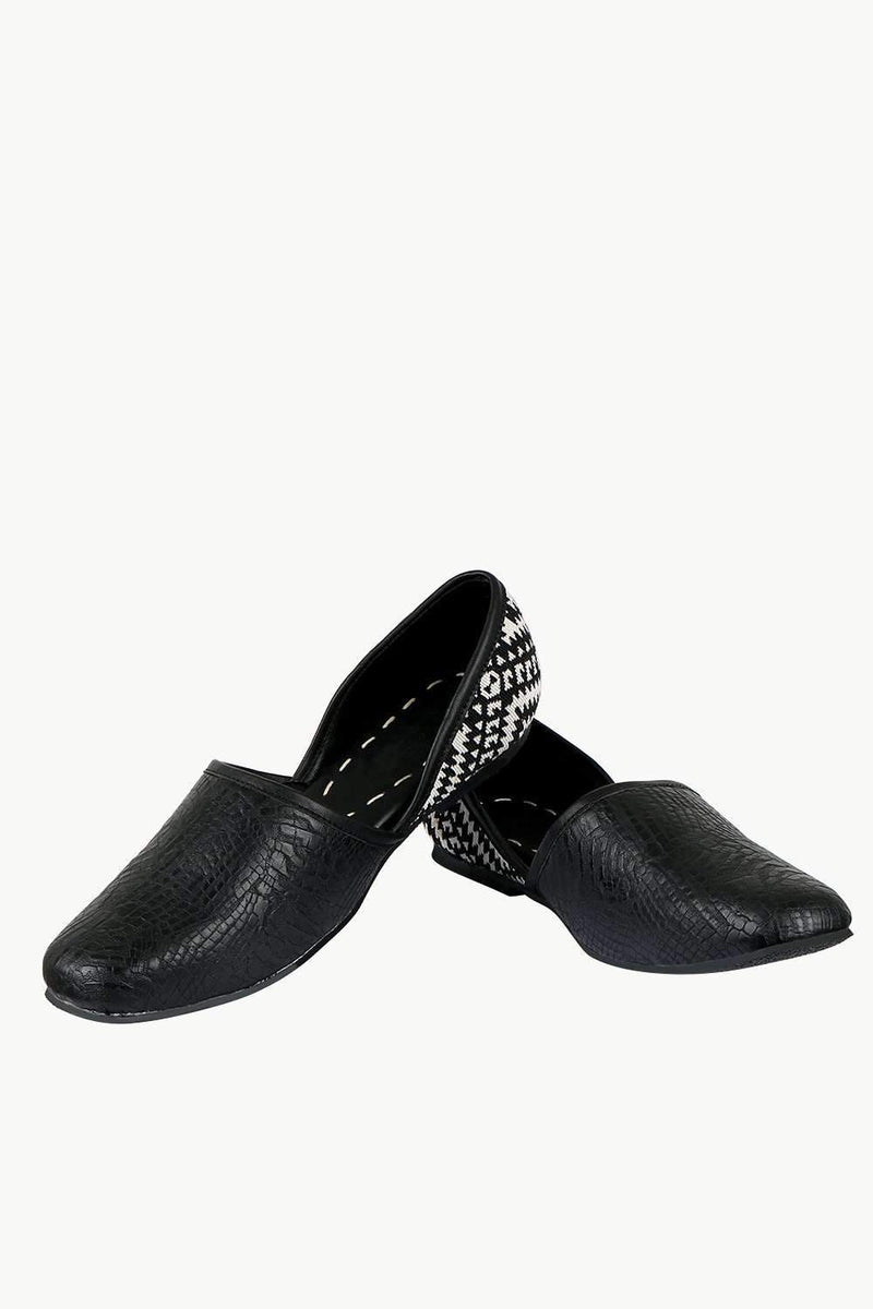Men's Faux Leather Black Juttis