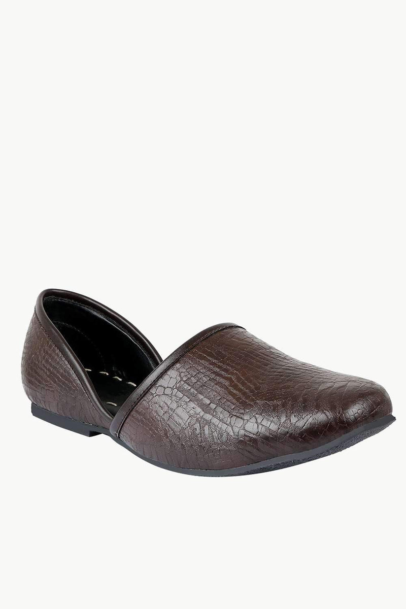 Men's Faux Leather Brown Juttis