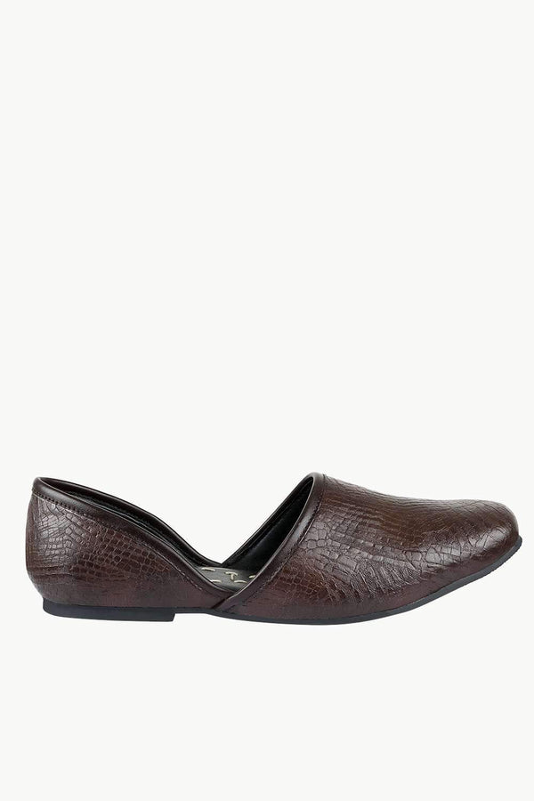 Men's Faux Leather Brown Juttis
