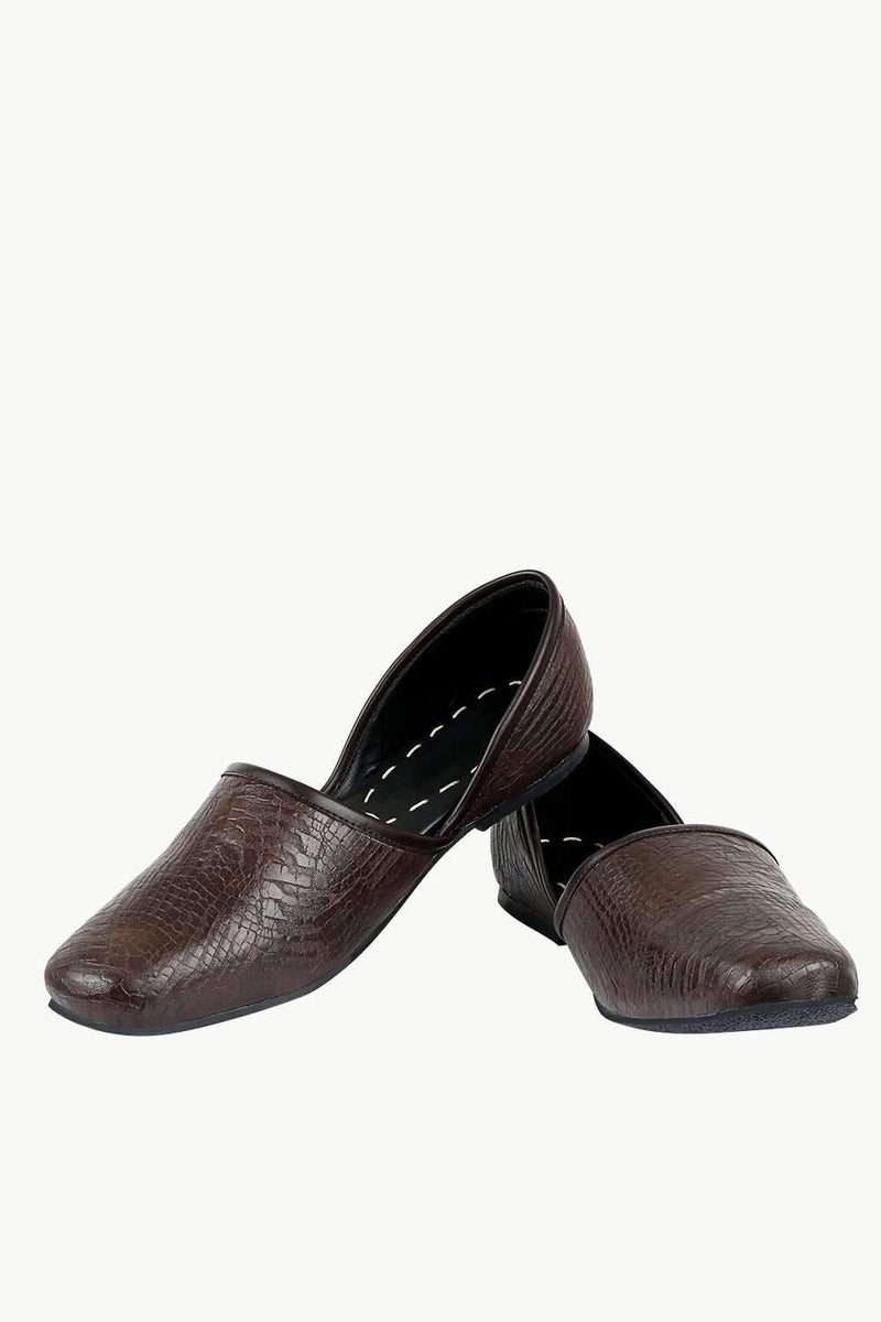 Men's Faux Leather Brown Juttis