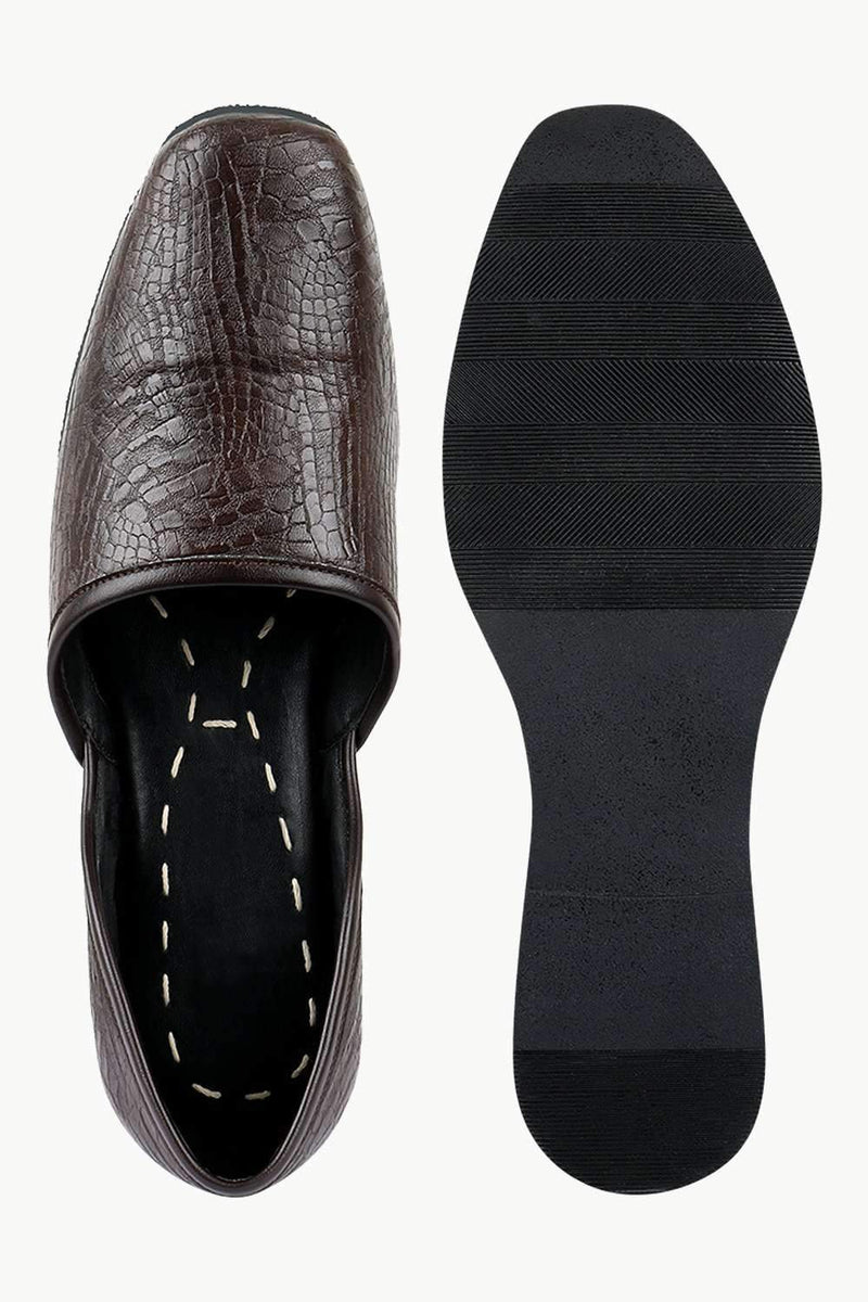 Men's Faux Leather Brown Juttis