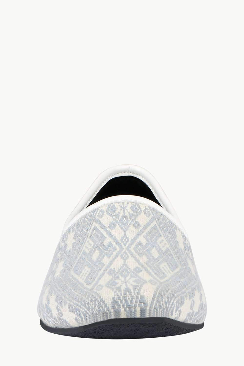 Men's White Jacquard Slip-On Juttis