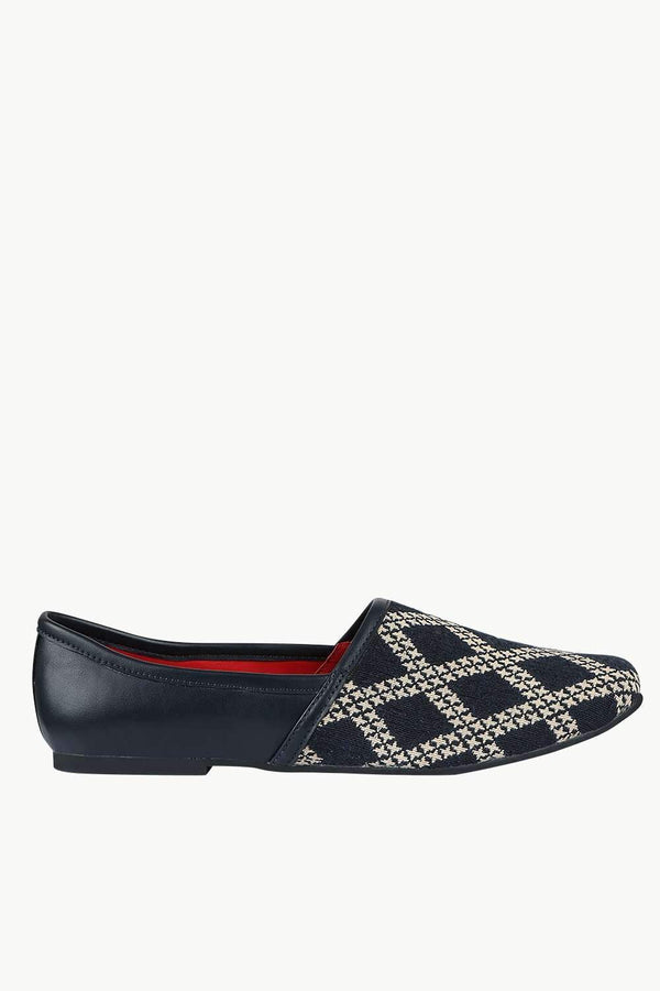 Men's Navy Jacquard Slip-On Juttis