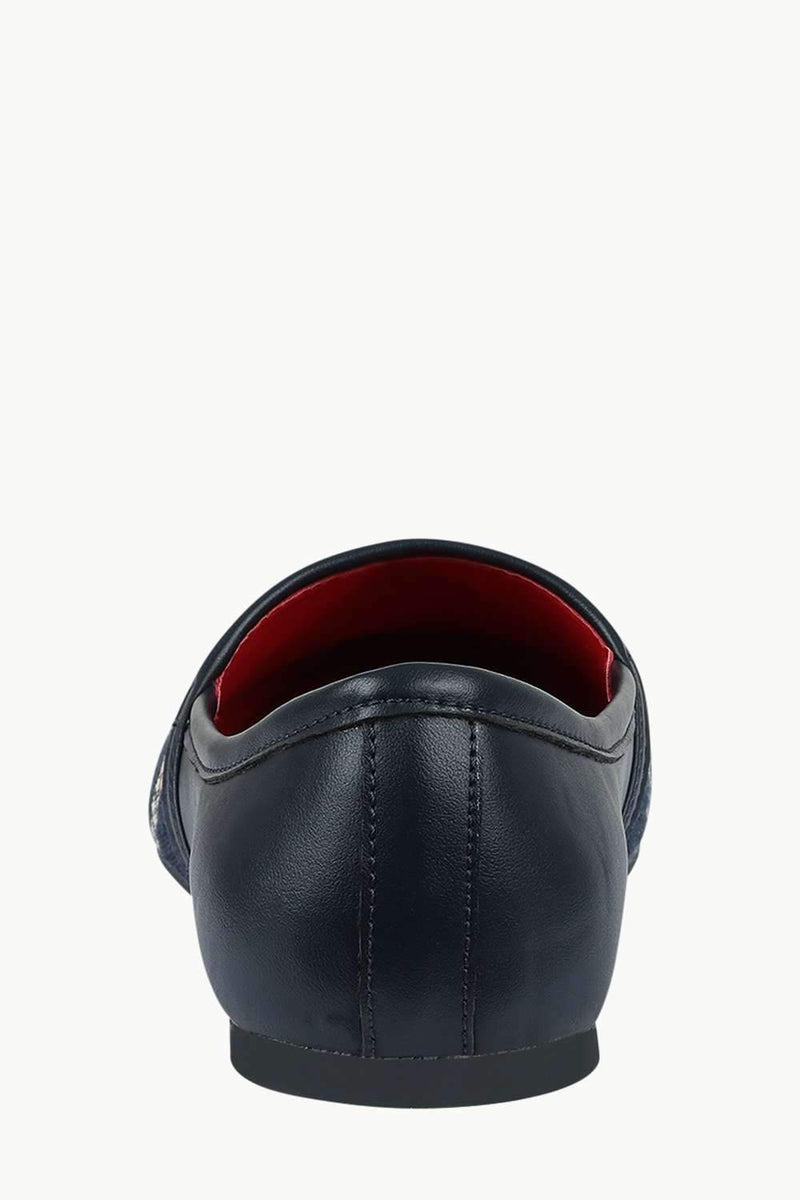 Men's Navy Jacquard Slip-On Juttis