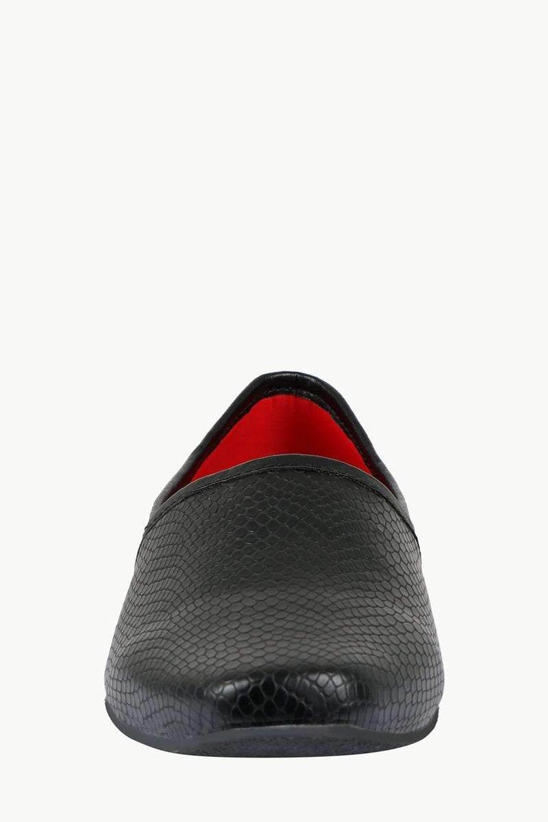 Men's Faux Leather Black Slip-On Juttis 