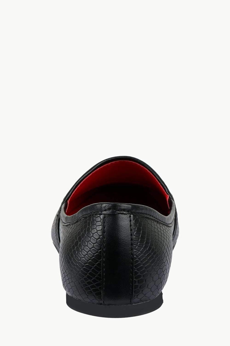 Men's Faux Leather Black Slip-On Juttis 