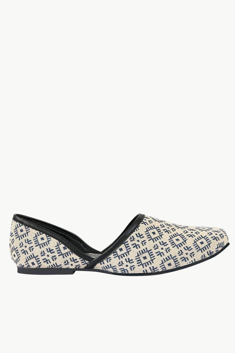 Men's Beige Jacquard Slip-On Juttis