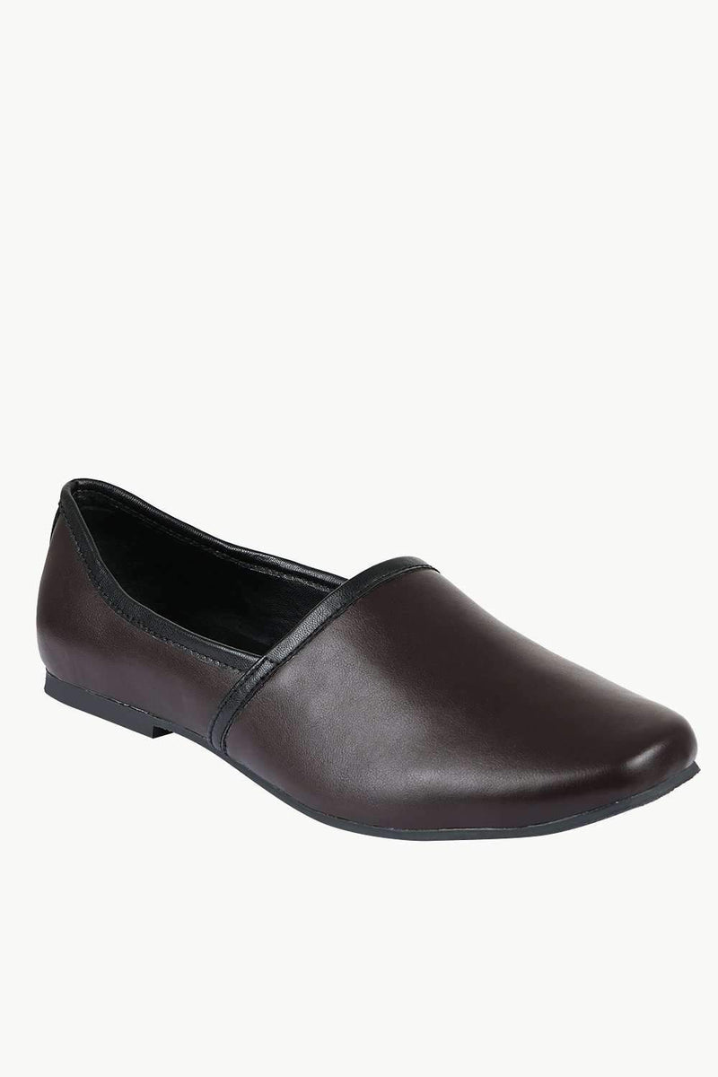 Men's Dark Brown Faux Leather Juttis