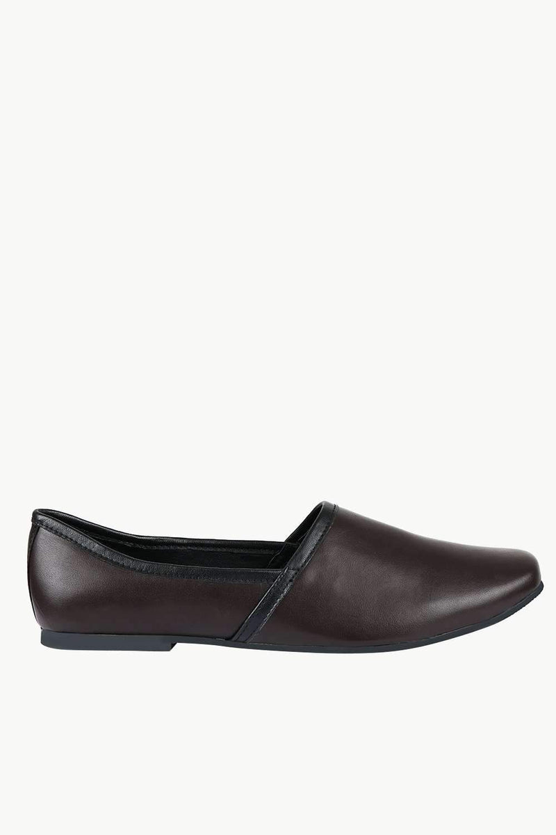 Men's Dark Brown Faux Leather Juttis