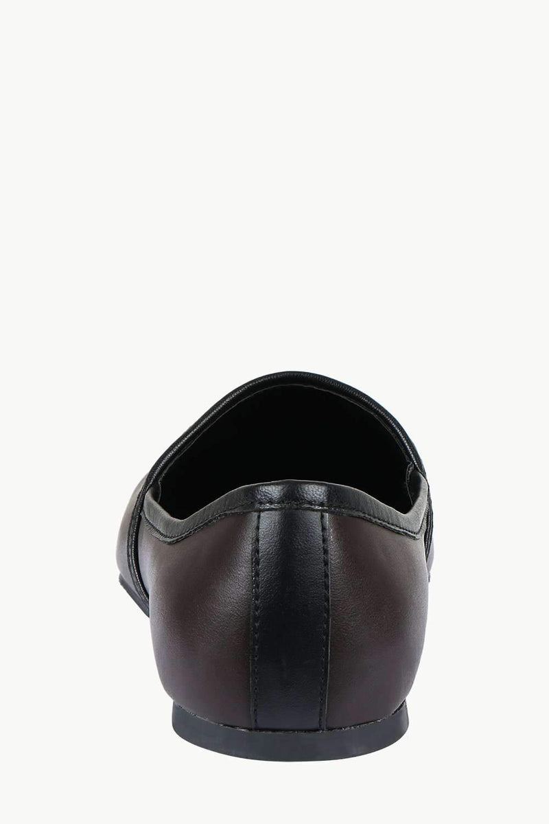 Men's Dark Brown Faux Leather Juttis