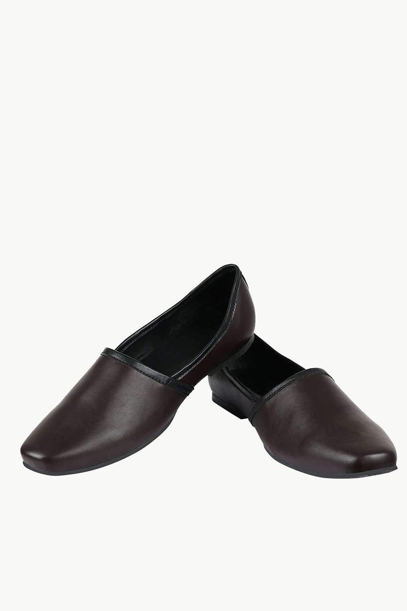 Men's Dark Brown Faux Leather Juttis