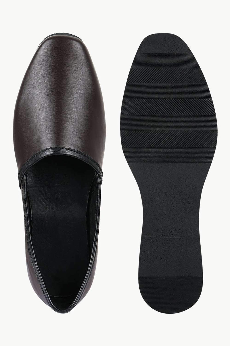 Men's Dark Brown Faux Leather Juttis
