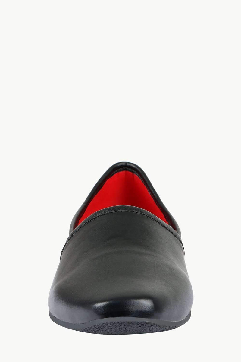 Men's Solid Black Faux Leather Juttis