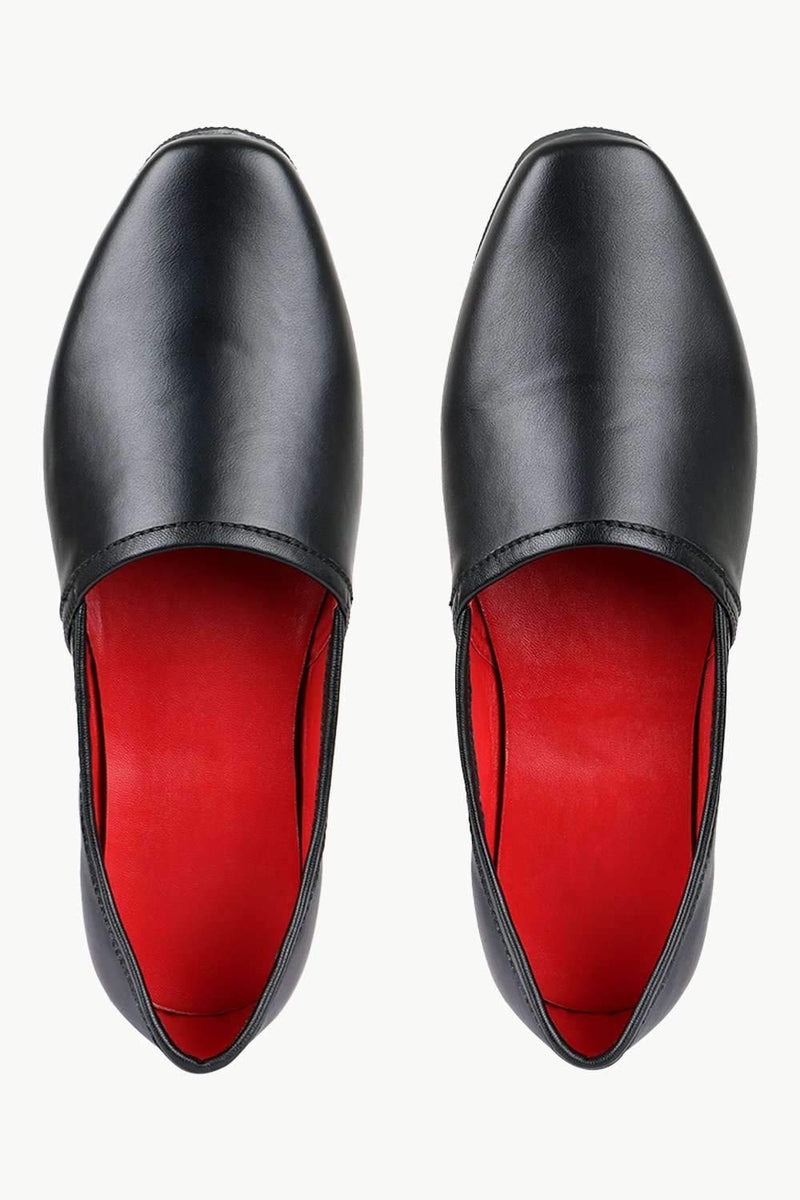 Men's Solid Black Faux Leather Juttis