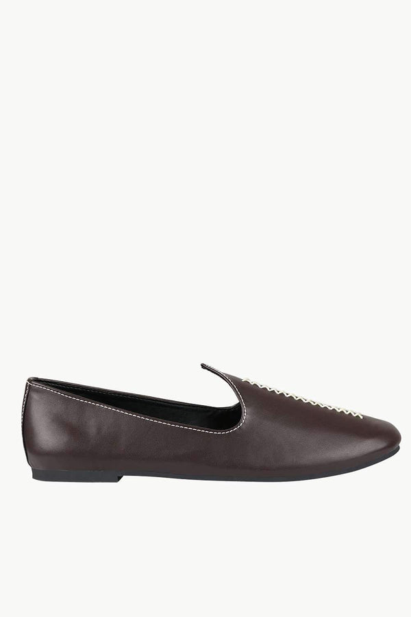 Men's Contrast Stitch Brown Juttis