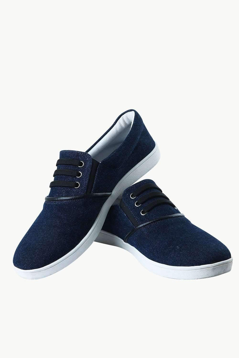Men's Denim Mock Lace Slip-On Loafers