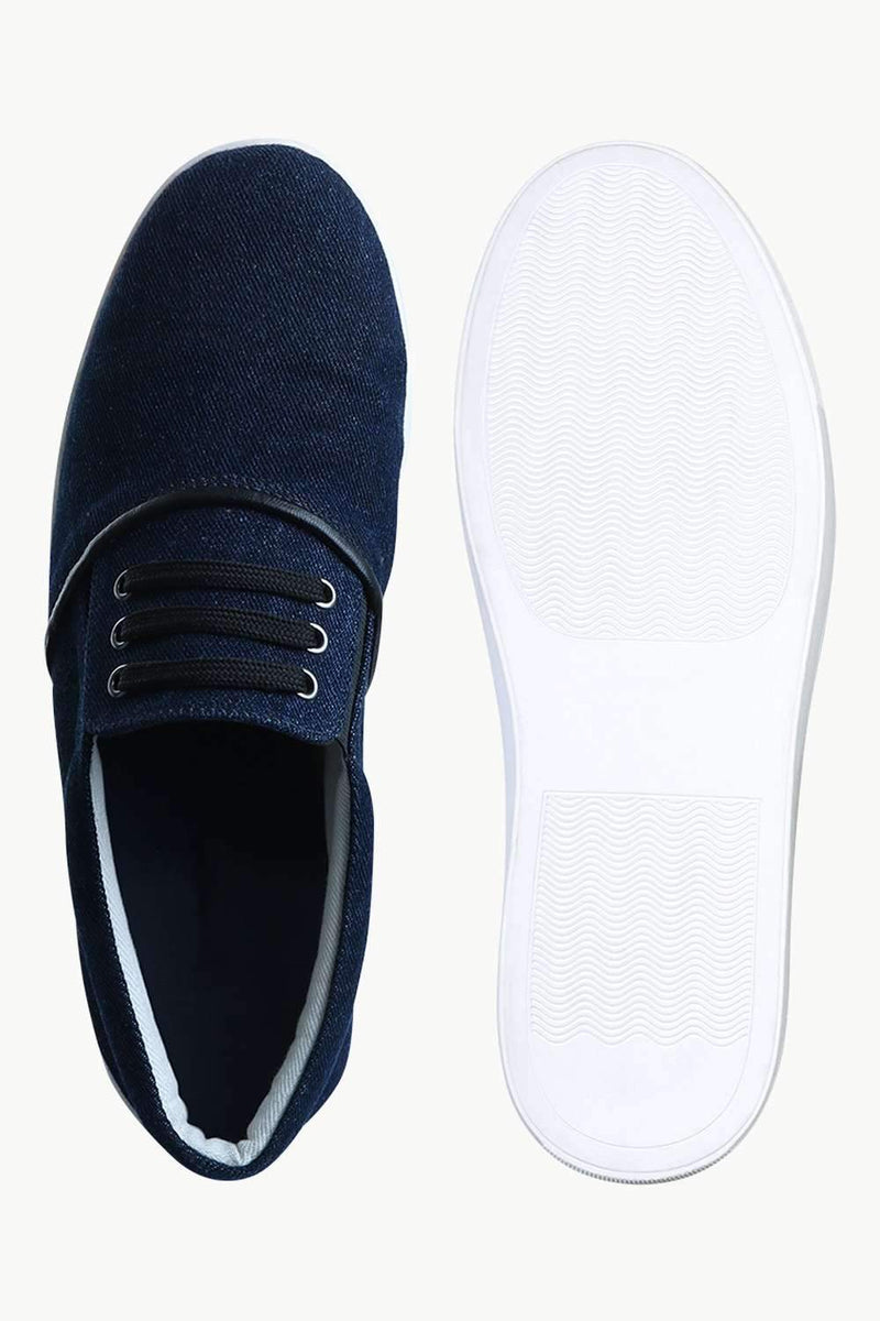 Men's Denim Mock Lace Slip-On Loafers