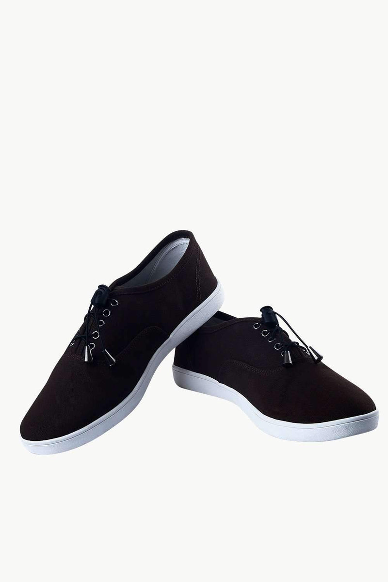 Men's Elastic Tassel Chocolate Brown Boat Shoes