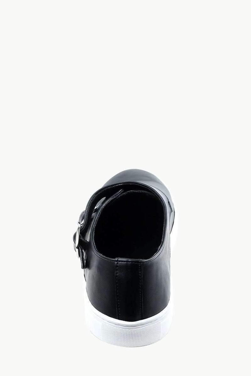 Men's Monk Strap Black Leather Plimsolls