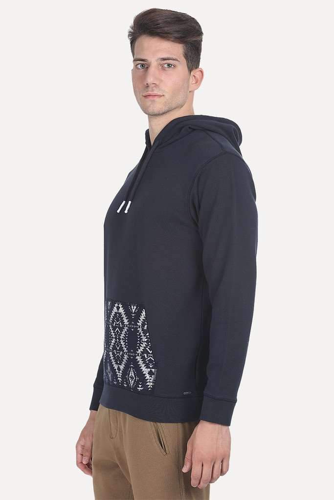 Fleece Popover Hoodie With A Contrast Pocket