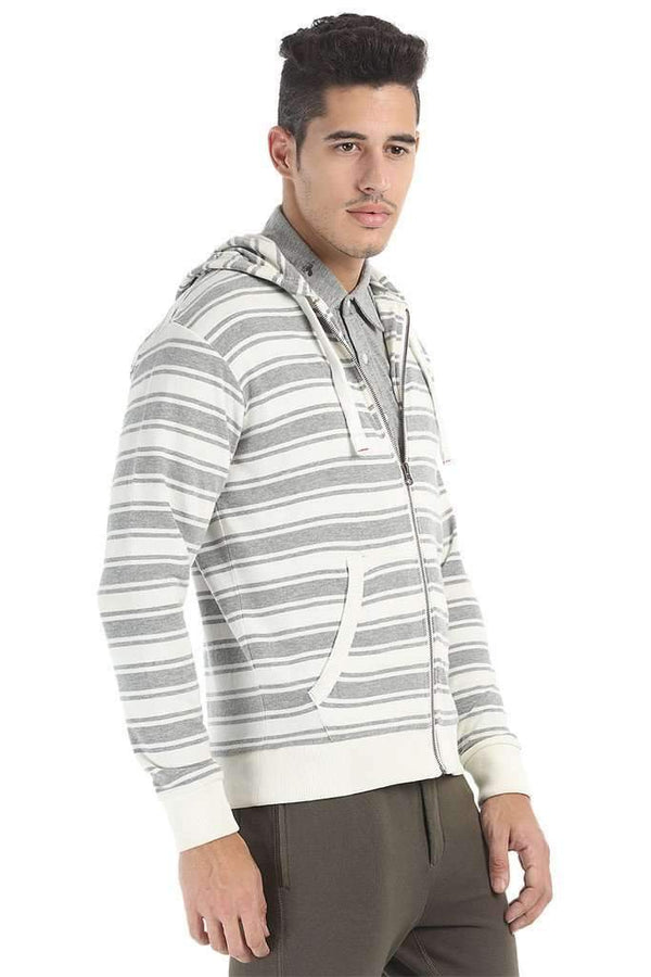 Full Zipper Stripped Fleece Hoodie