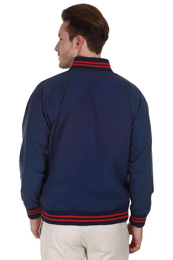 Navy Varsity Teflon Coated Nylon Jacket