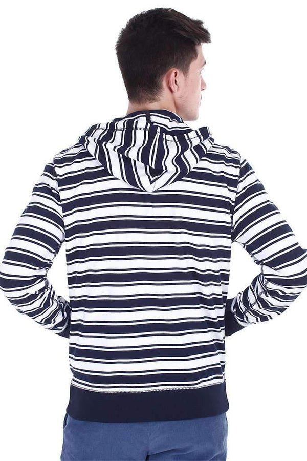 Navy And White Stripe Popover Hoodie