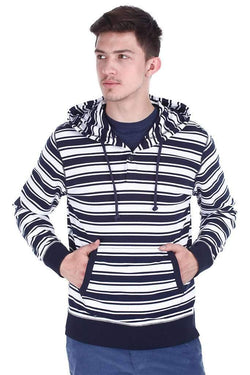 Navy And White Stripe Popover Hoodie