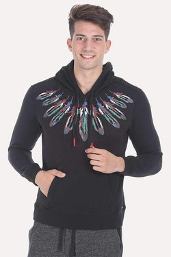 Red Indian Print Cotton Fleece Hoodie