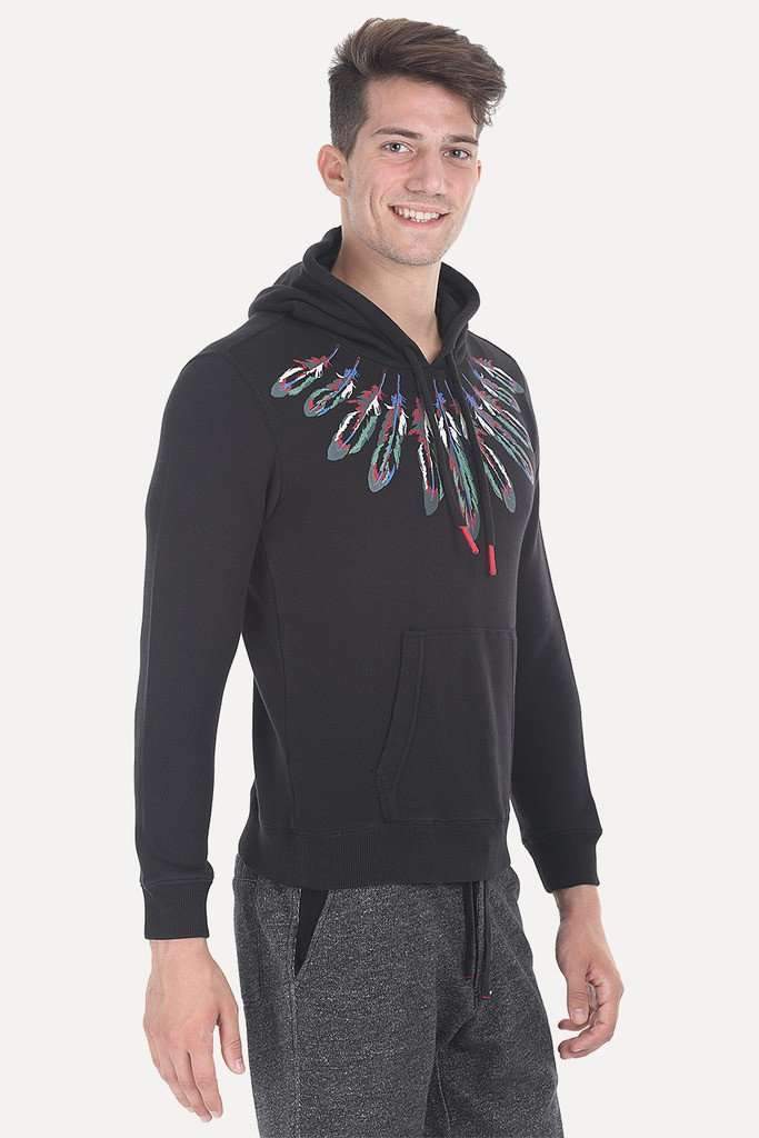 Red Indian Print Cotton Fleece Hoodie