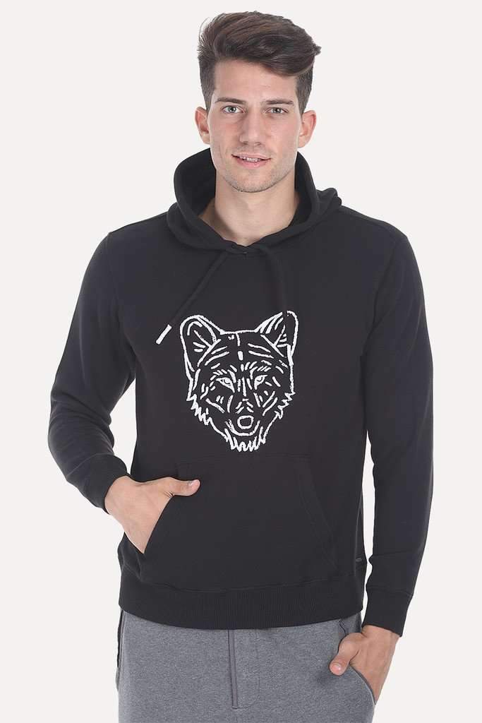 Solid Graphic Fleece Hoodie