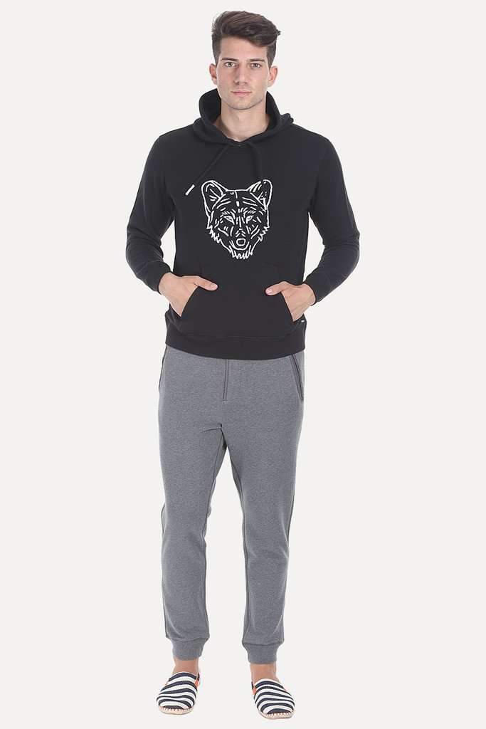 Solid Graphic Fleece Hoodie