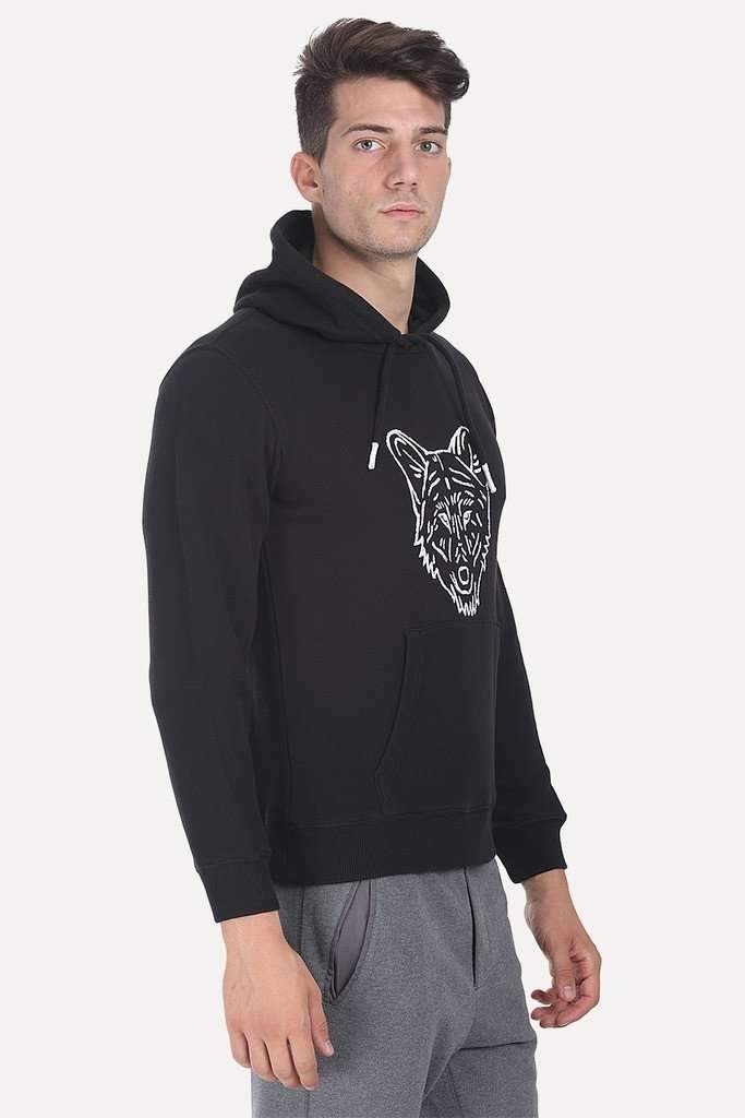 Solid Graphic Fleece Hoodie