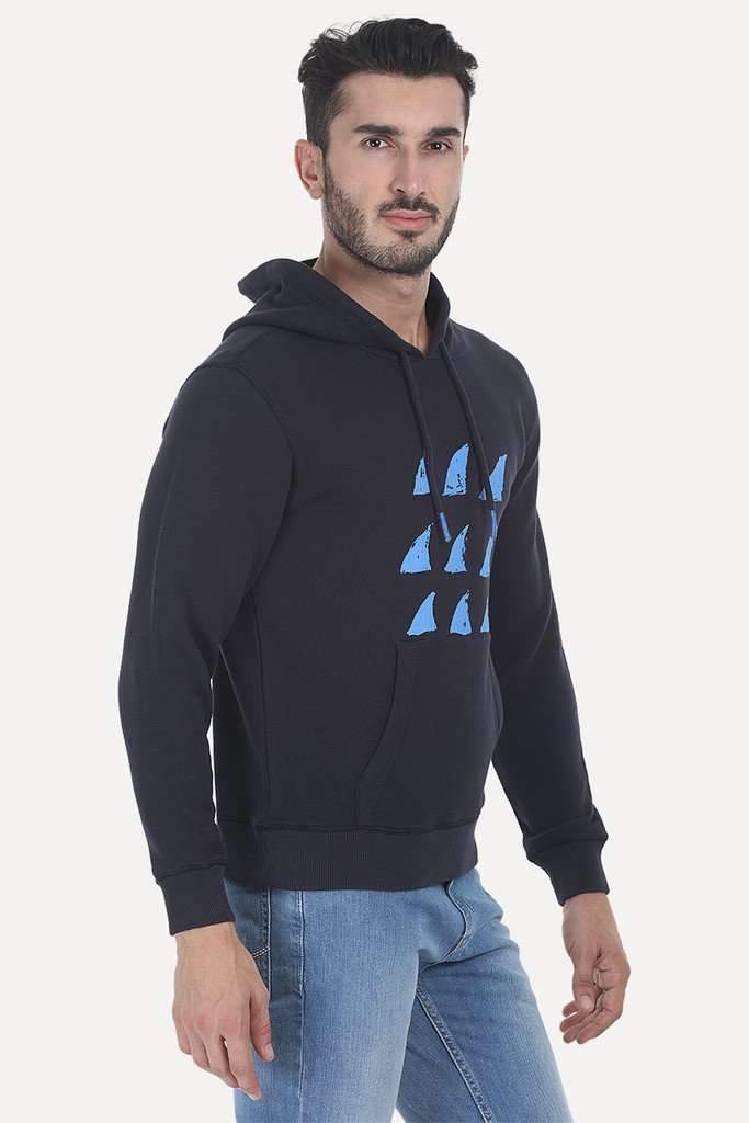 Solid Graphic Fleece Hoodie