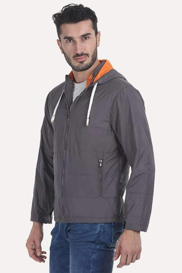 Solid Poly Padded Full Sleeves Jacket