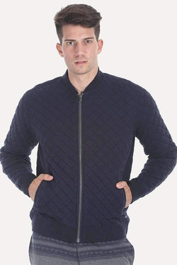 Solid Quilted Bomber With Poly Filling