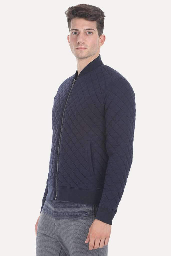 Solid Quilted Bomber With Poly Filling
