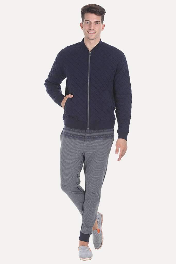 Solid Quilted Bomber With Poly Filling