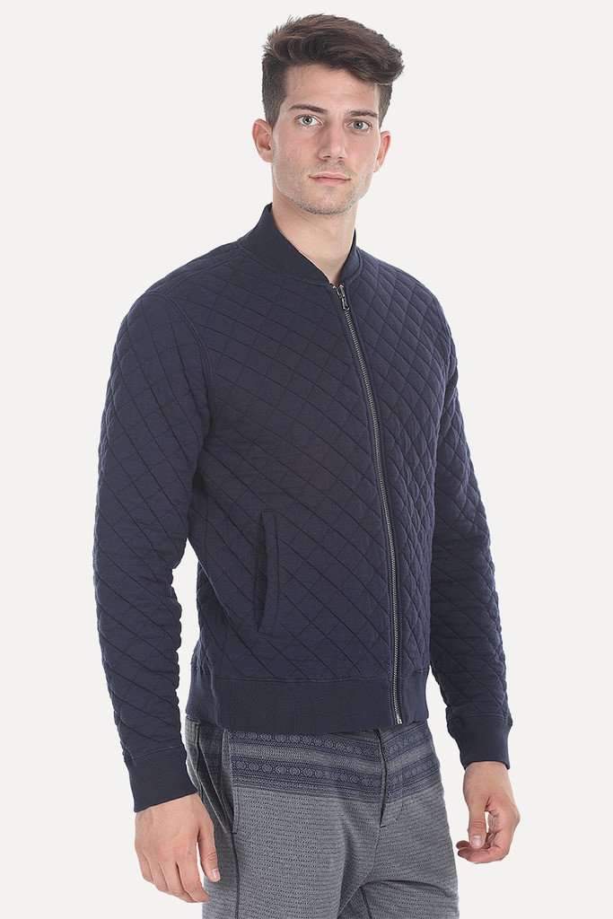 Solid Quilted Bomber With Poly Filling