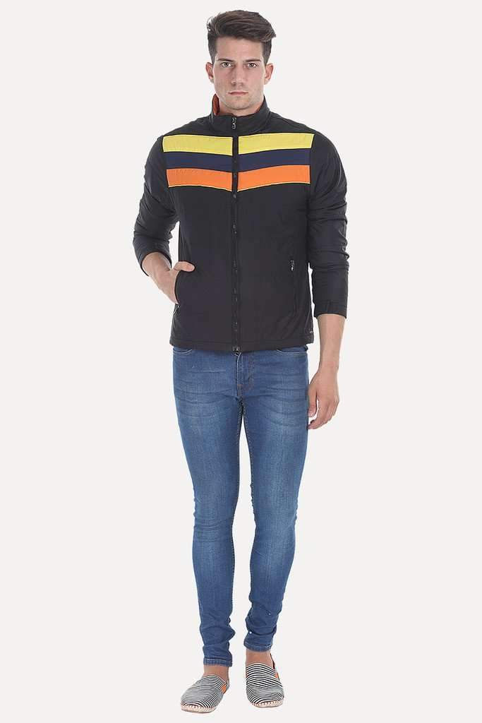 Striped Poly Padded Cire Jacket